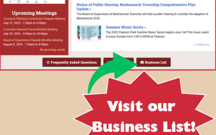 Business List Button on Home Page
